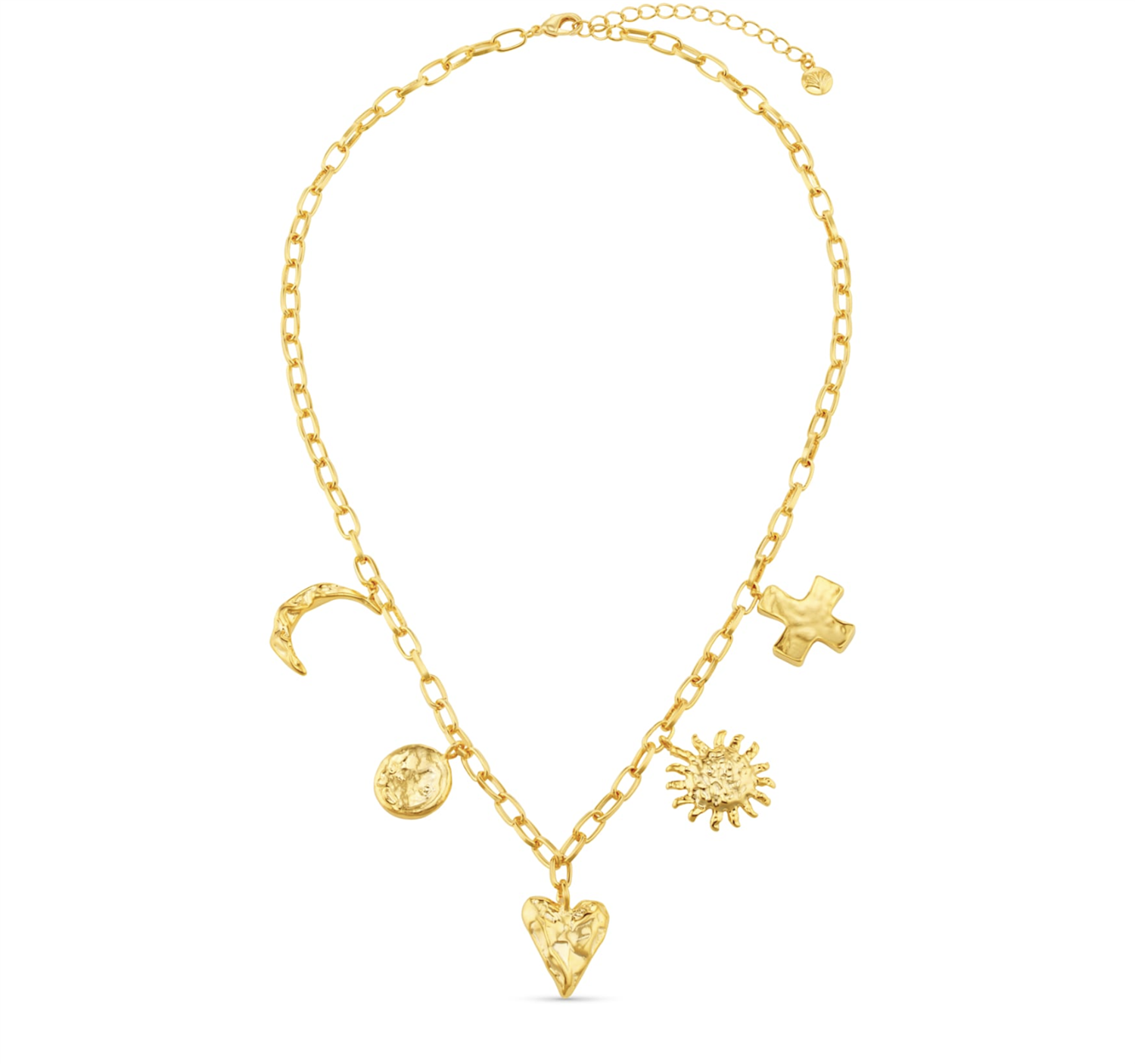Statement Molten Charm Necklace Gold