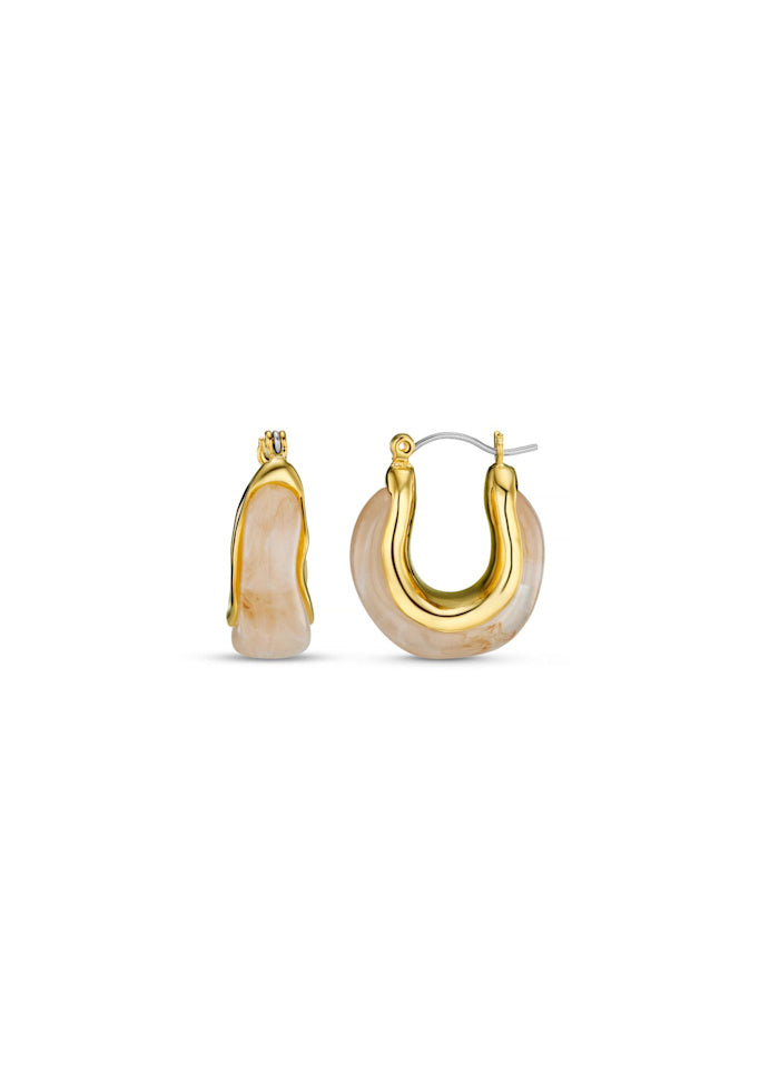 Resin & Molten Detail Hoop Earrings Gold