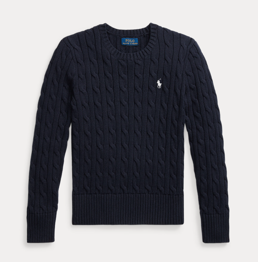Cable Pullover Navy W/Nevis