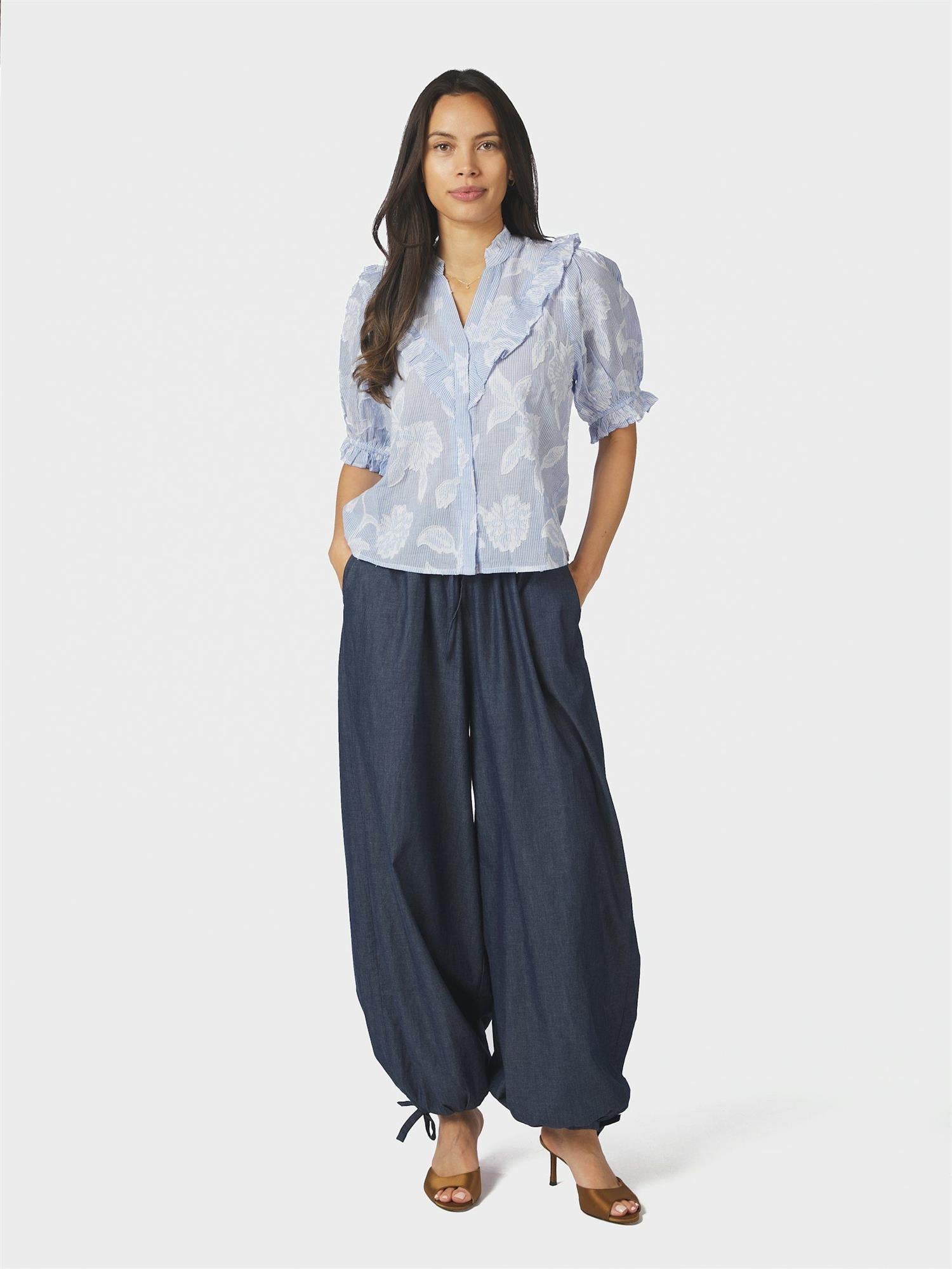 Manet Jacquard Blouse Light Blue
