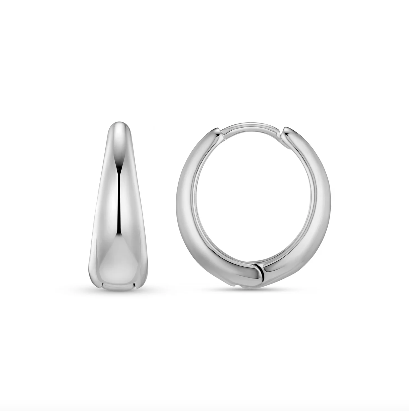 Large Tapered Hoop Earrings Silver