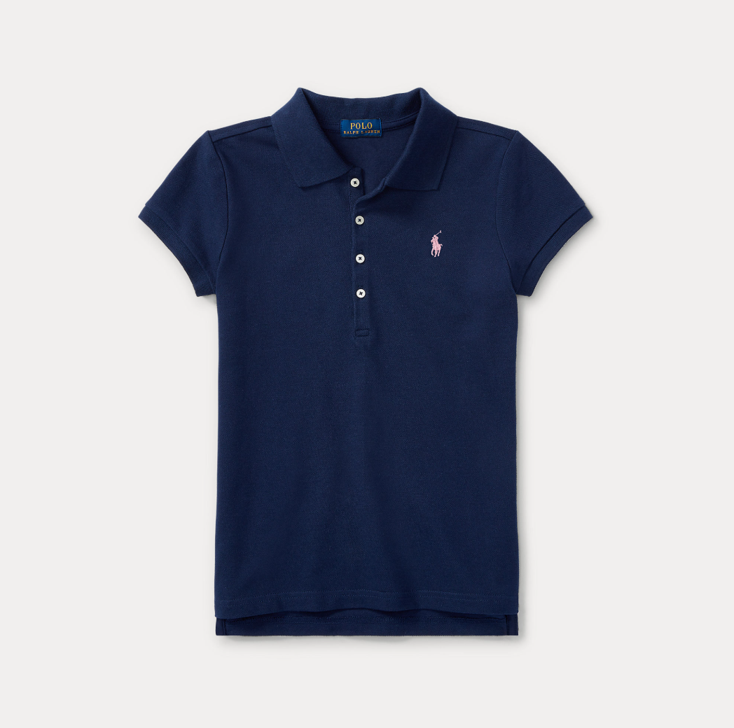 Stretch Cotton Polo Shirt Refined Navy
