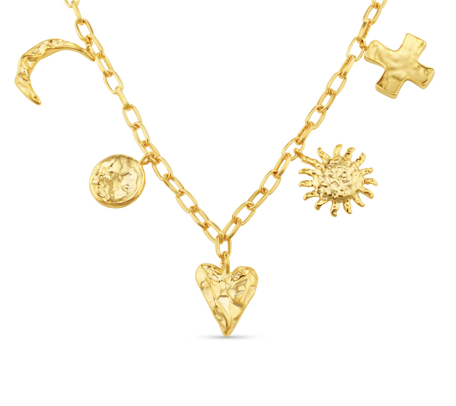 Statement Molten Charm Necklace Gold