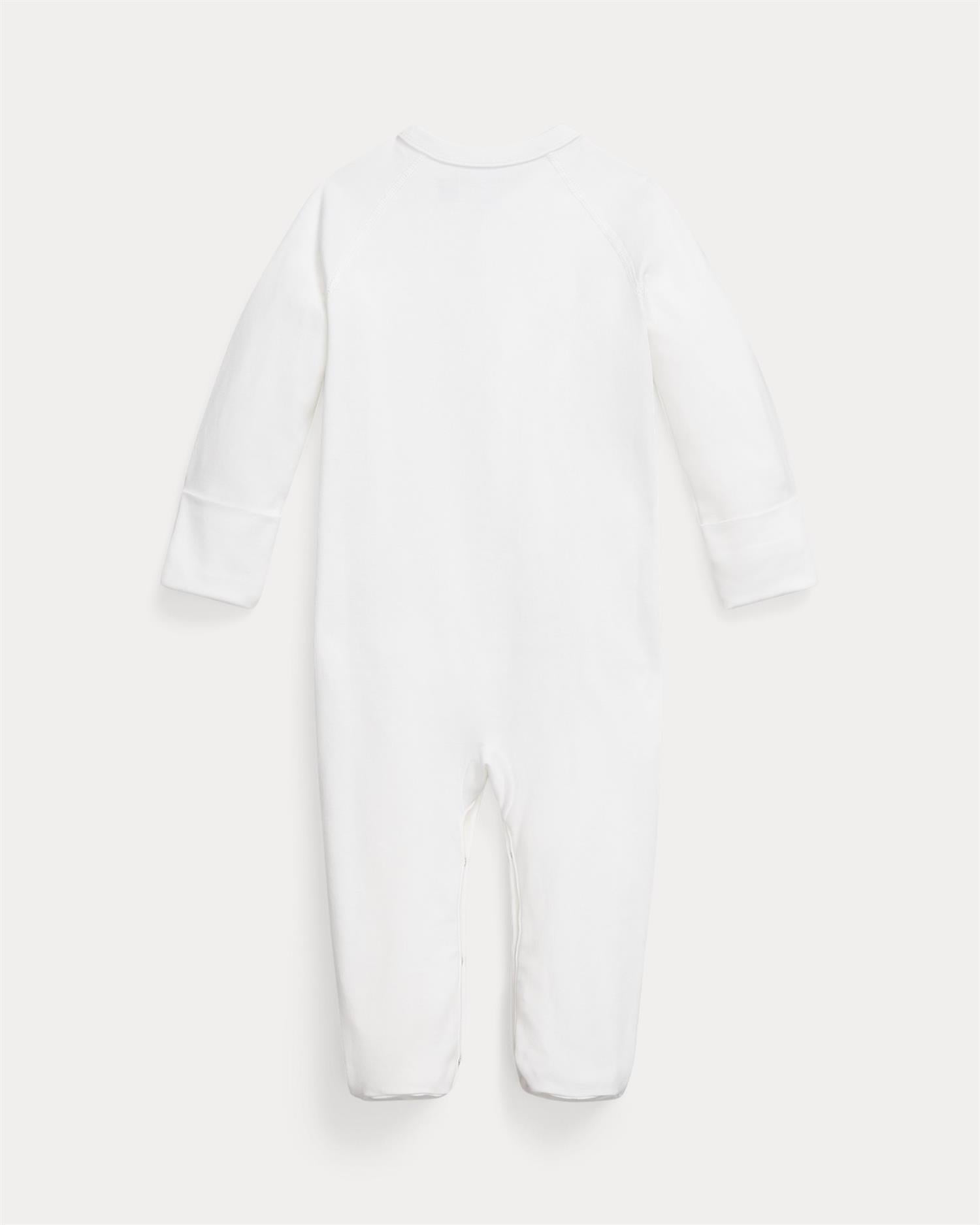 Striped Trim One Pice Coverall White