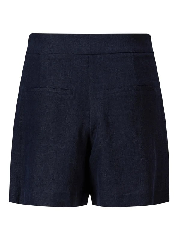 Freya Solid Linen Shorts Navy