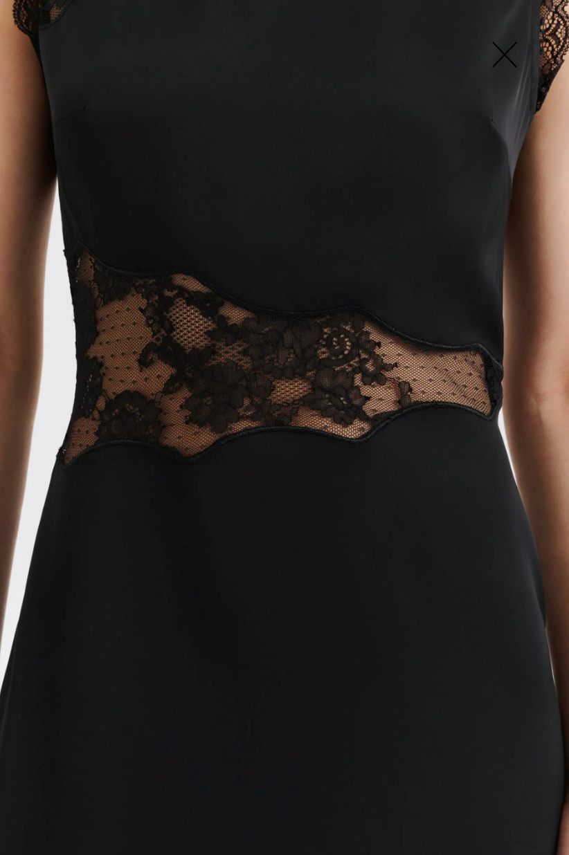 Desire Lace Trimmed Cut Out Midi Dress Black