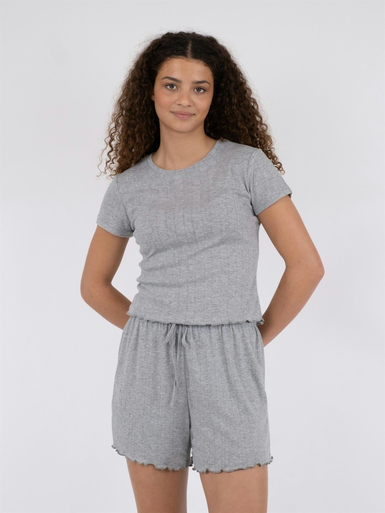 Lonnie Pointelle Top Light Grey