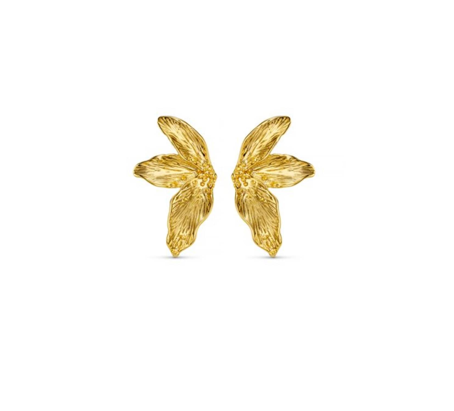 Statement Petal Climber Earrings Gold