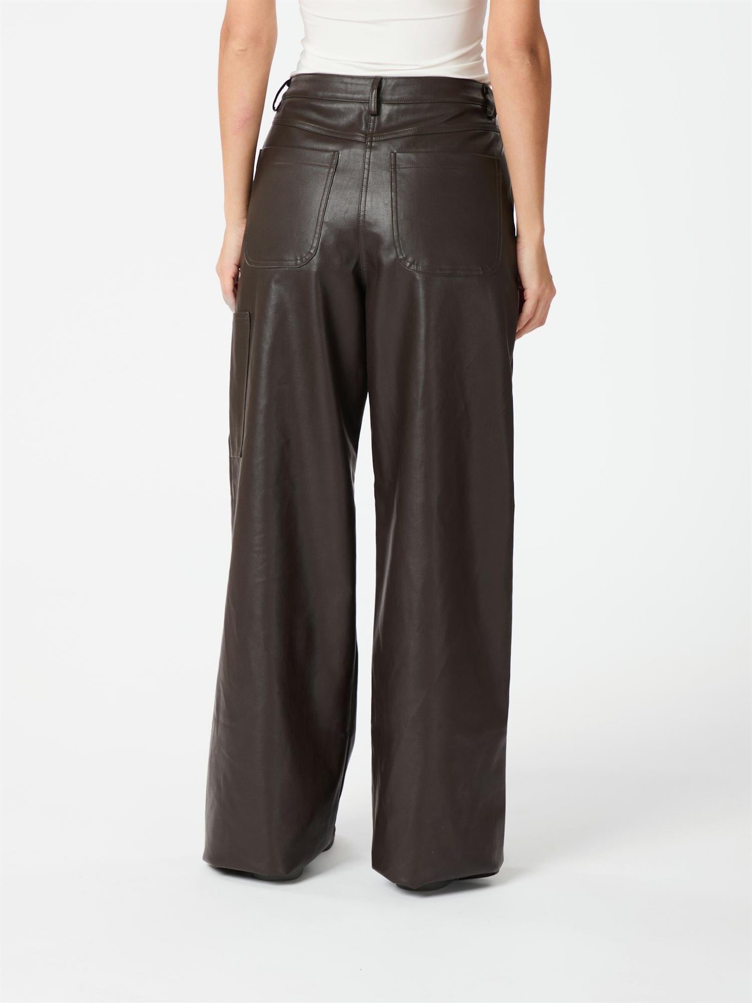 Pinur Faux Leather Pants Dark Brown