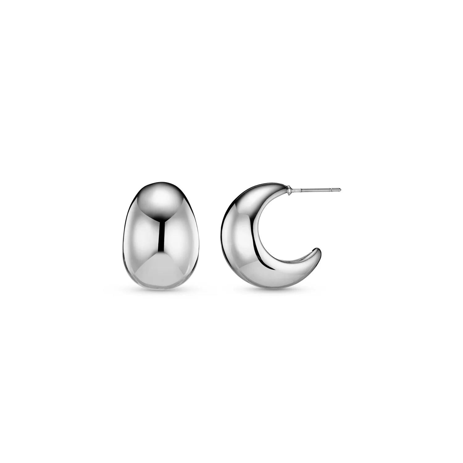 Statement Domed Tapered Earrings Silver