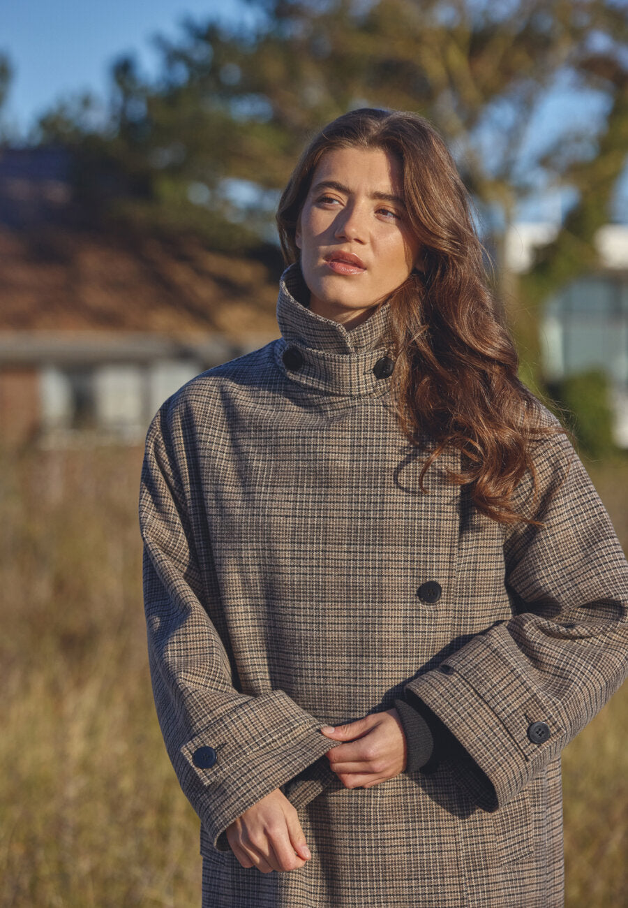 Dar Long Coat Brown Check