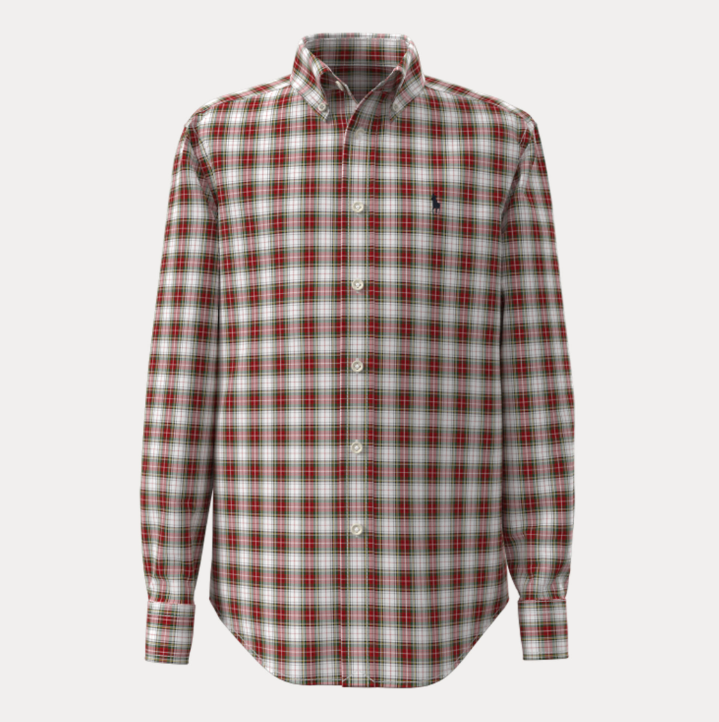 Woven Sport Skjorte Cream Red Multi