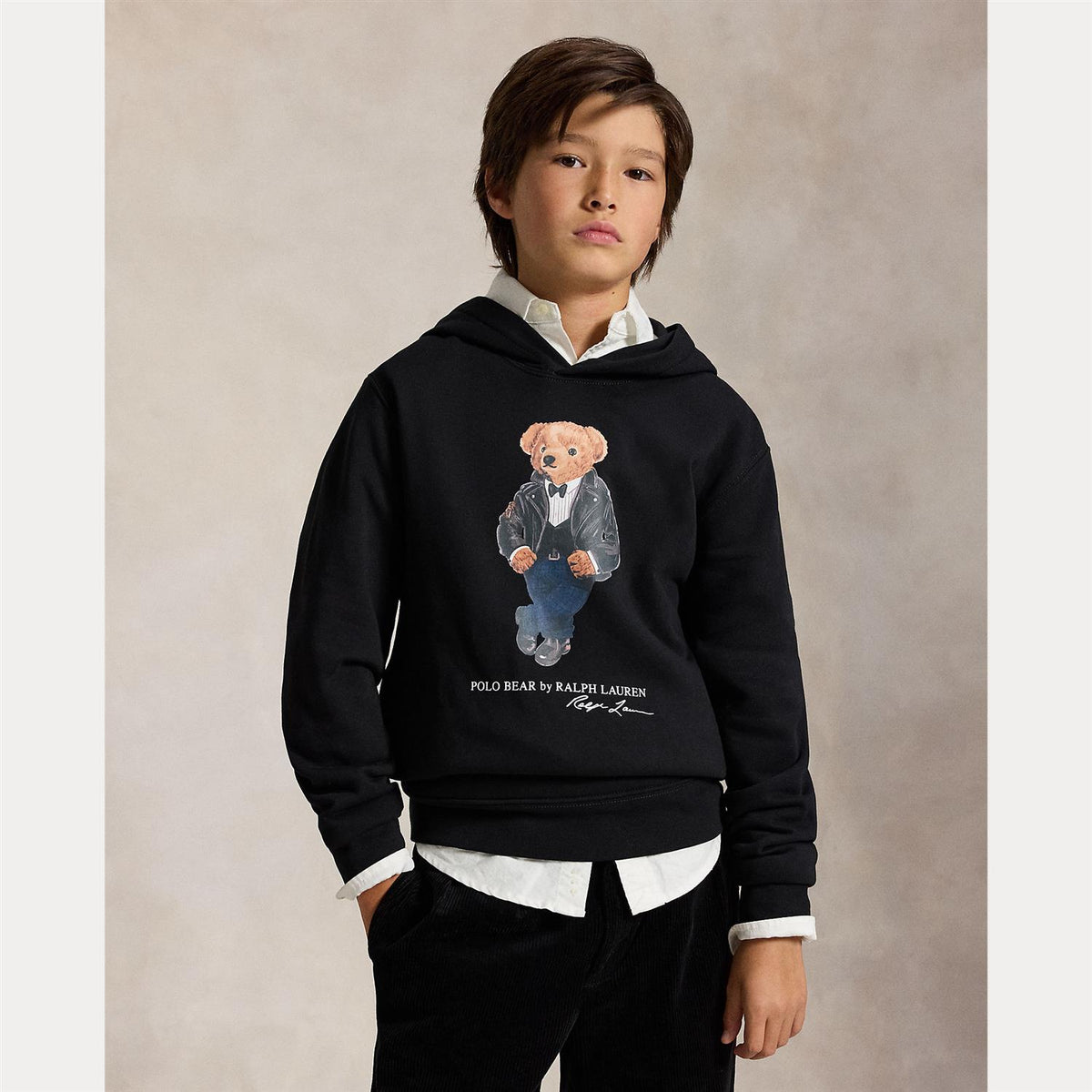 Polo Bear Fleece Hoodie Polo Black