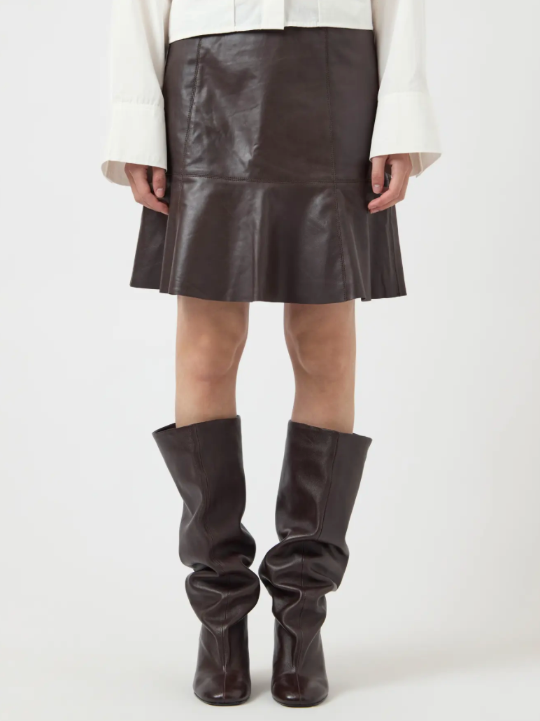 YASColly Naplon Leather Skirt Chocolate Brown