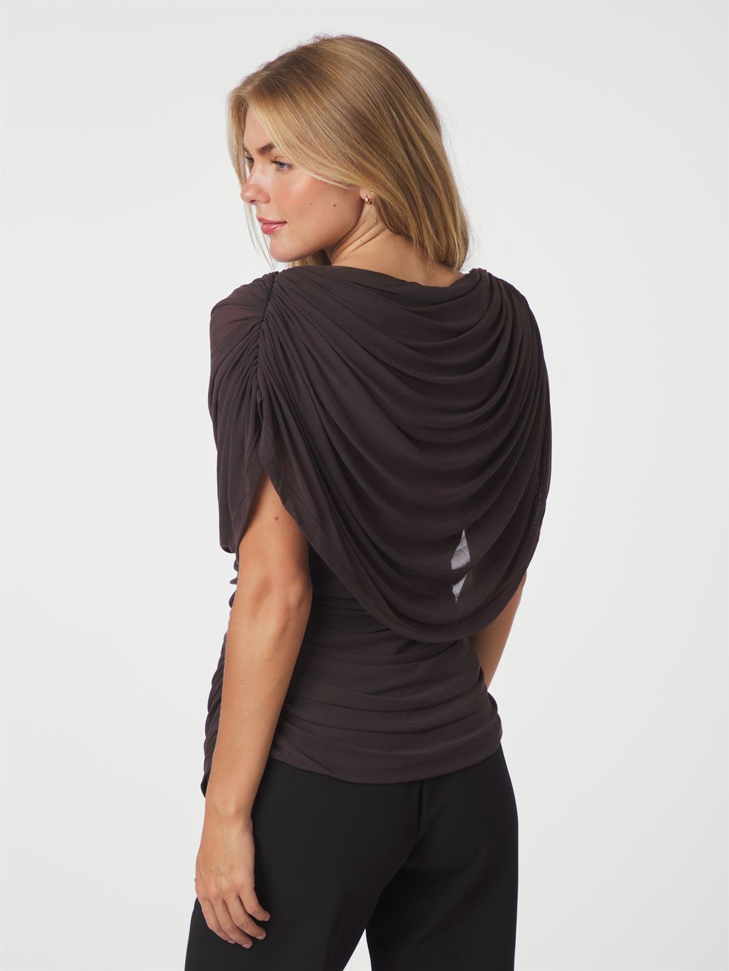 Cottuna Drapy mesh Top Brown