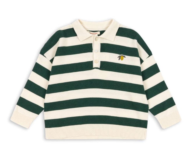 Manis Knit Polo Pine Grove Stripe
