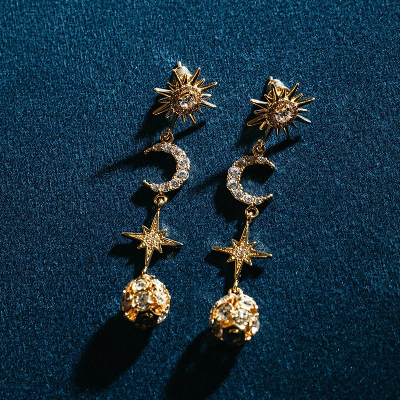 Statement Earth Moon & Stars Earings