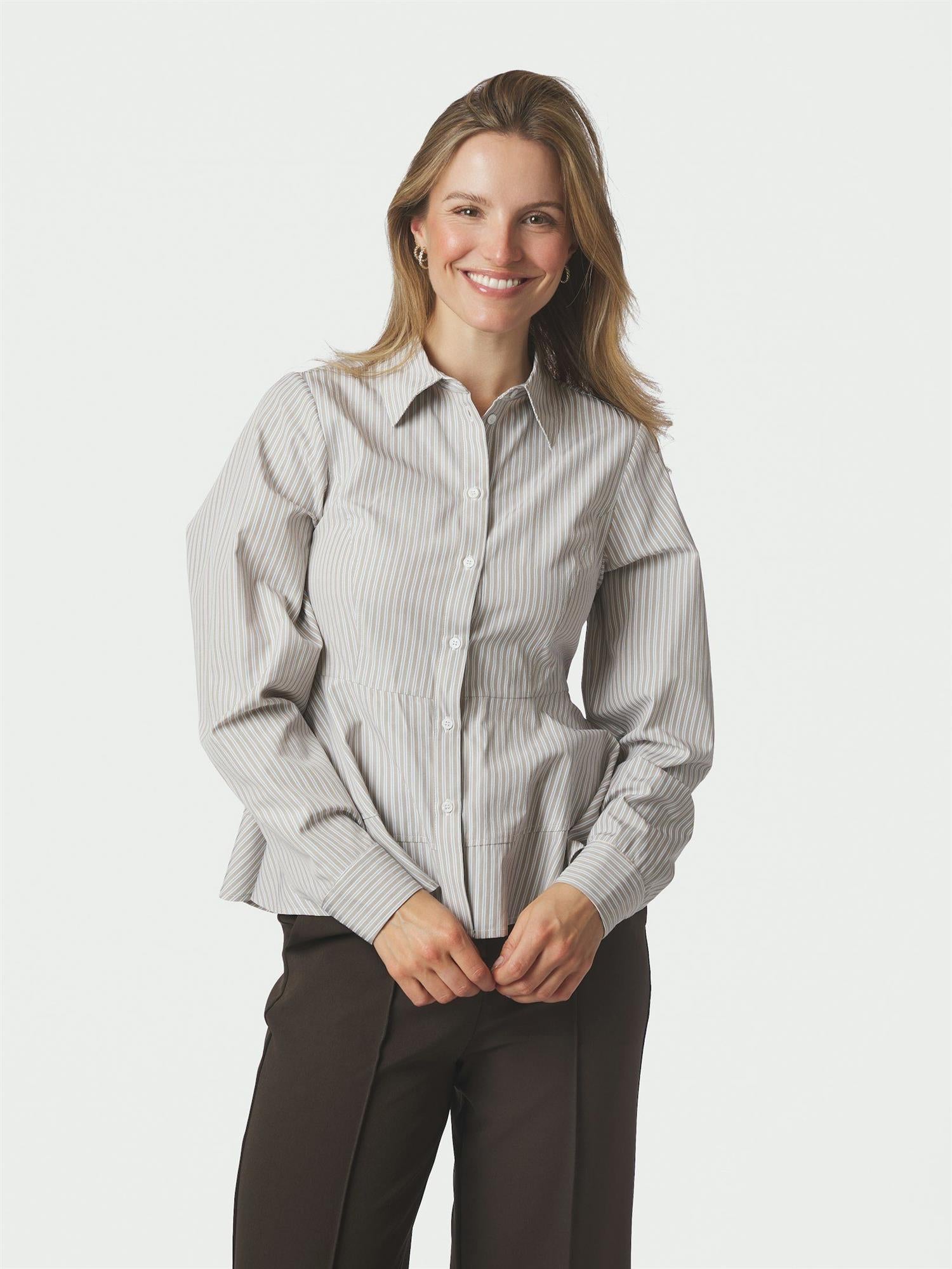 Samira Stripe Shirt Taupe Stripe