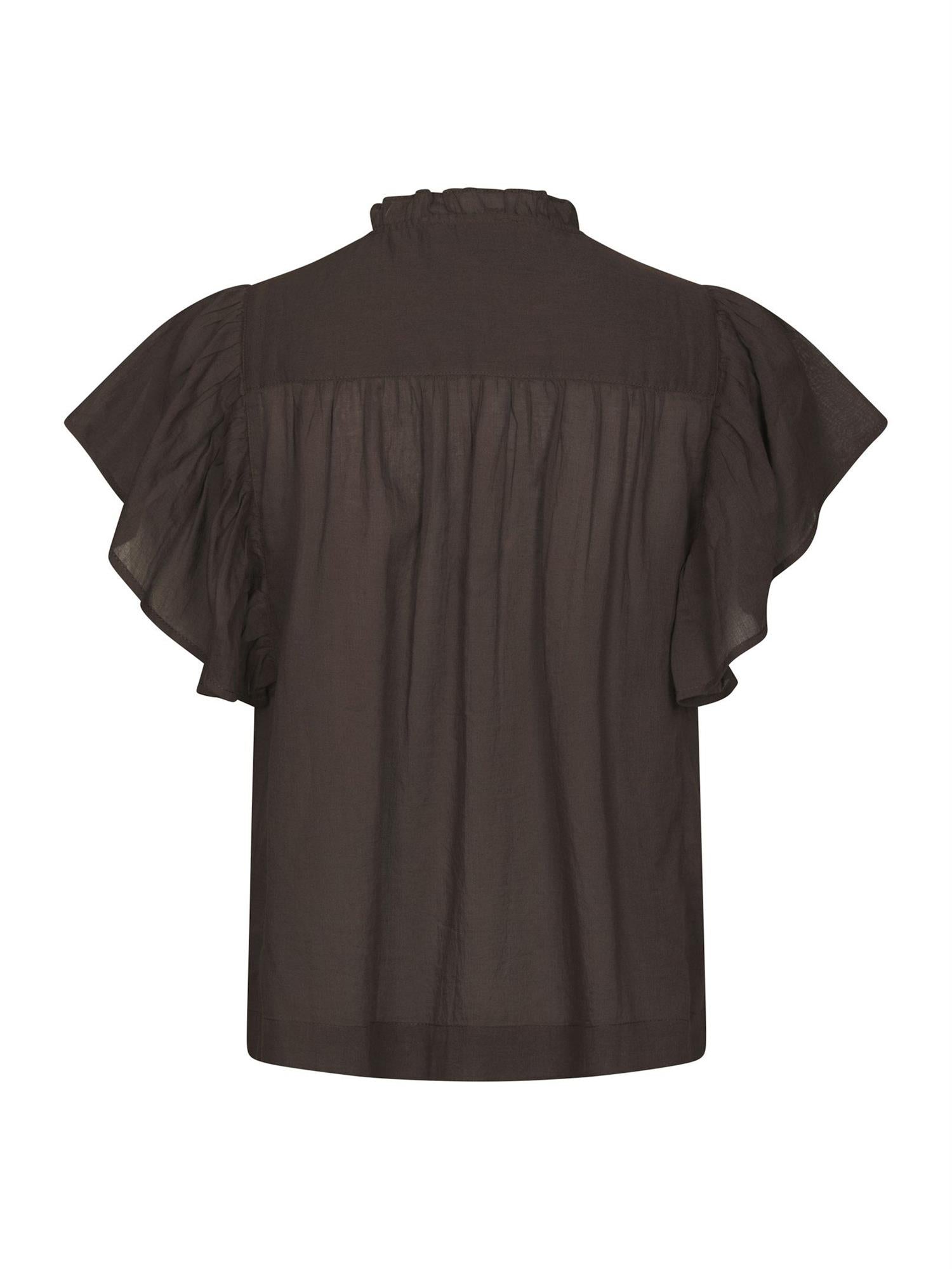 Vinsa S Voile Top Dark Brown