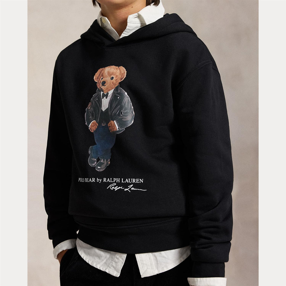 Polo Bear Fleece Hoodie Polo Black