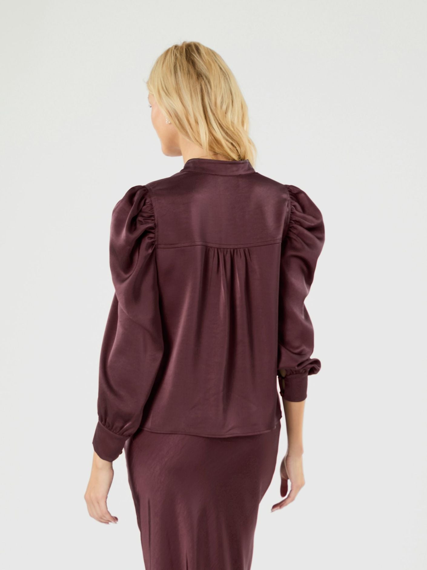Rosslyn Heavy Sateen Blouse Burgundy