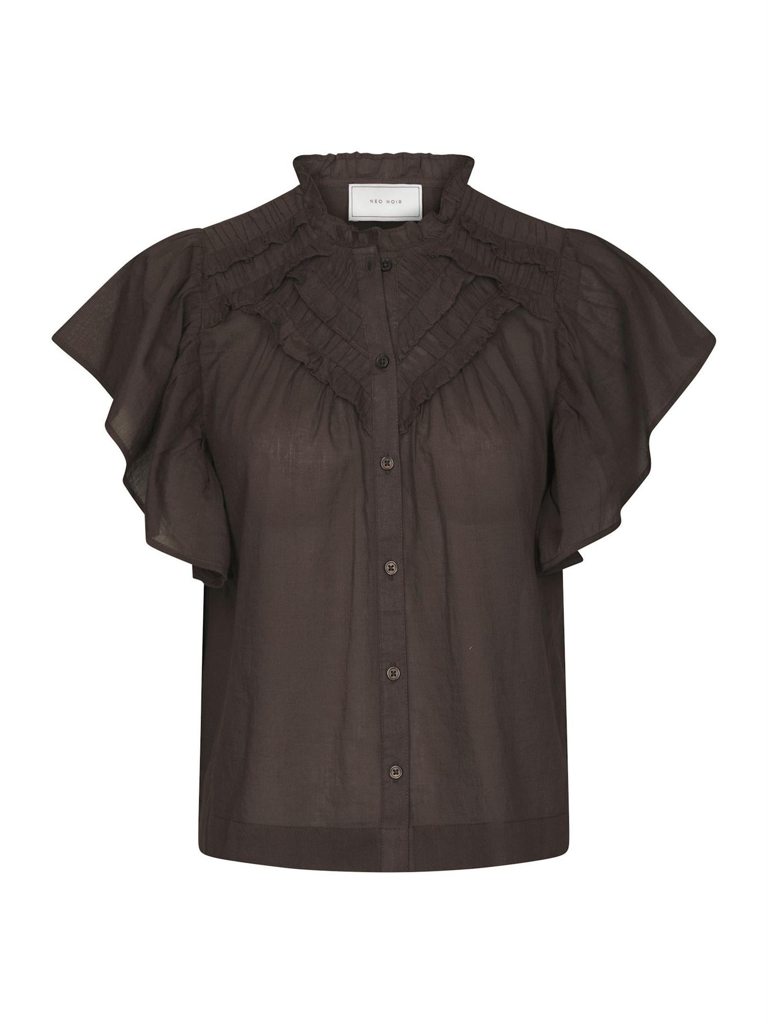 Vinsa S Voile Top Dark Brown