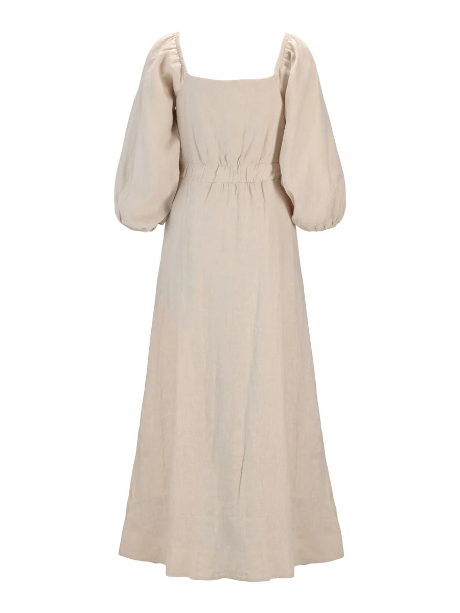 Kamelia Linen Dress Beige