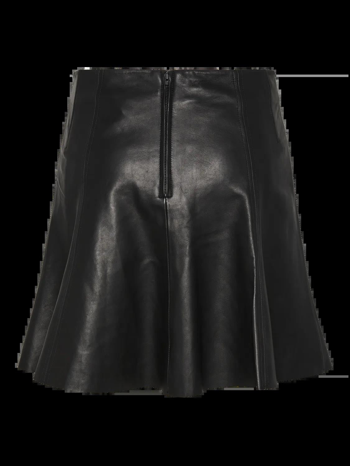 YASIMLA HW Leather Skirt Black