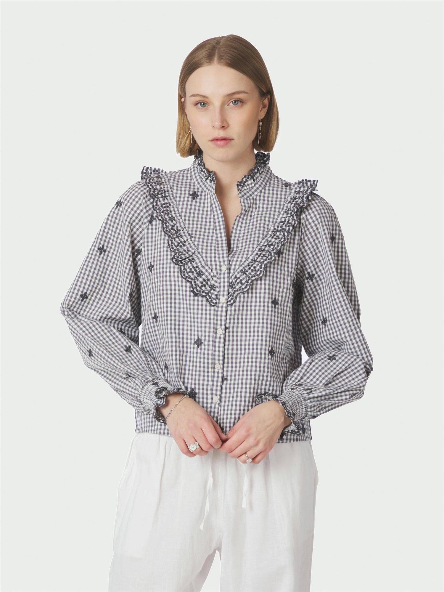 Degas Check Blouse Grey