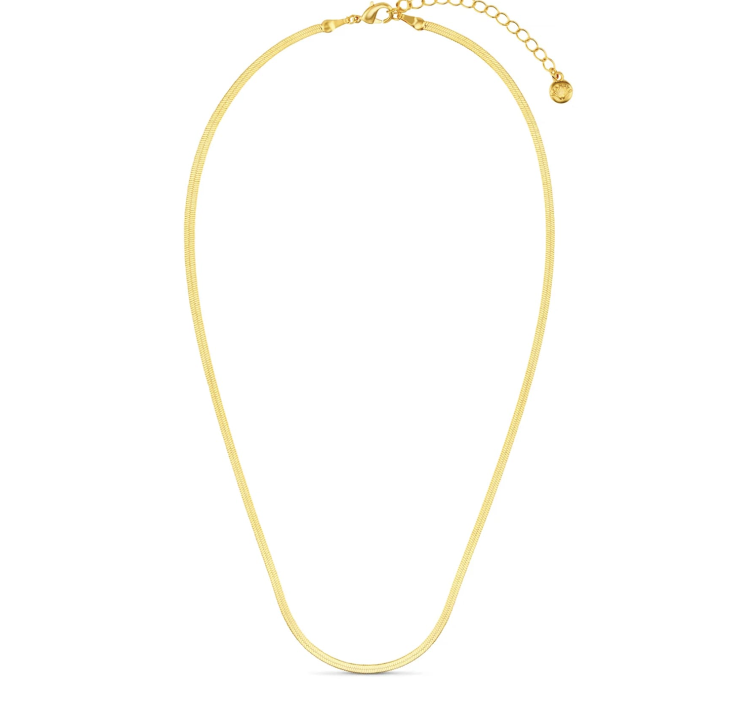 Flat Snake Chain Necklace 15" Gold