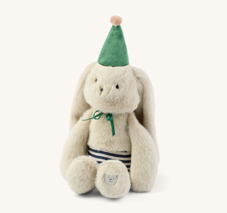 Bertrand Rabbit Celebration Teddy Mist/Blue Stripe Mix