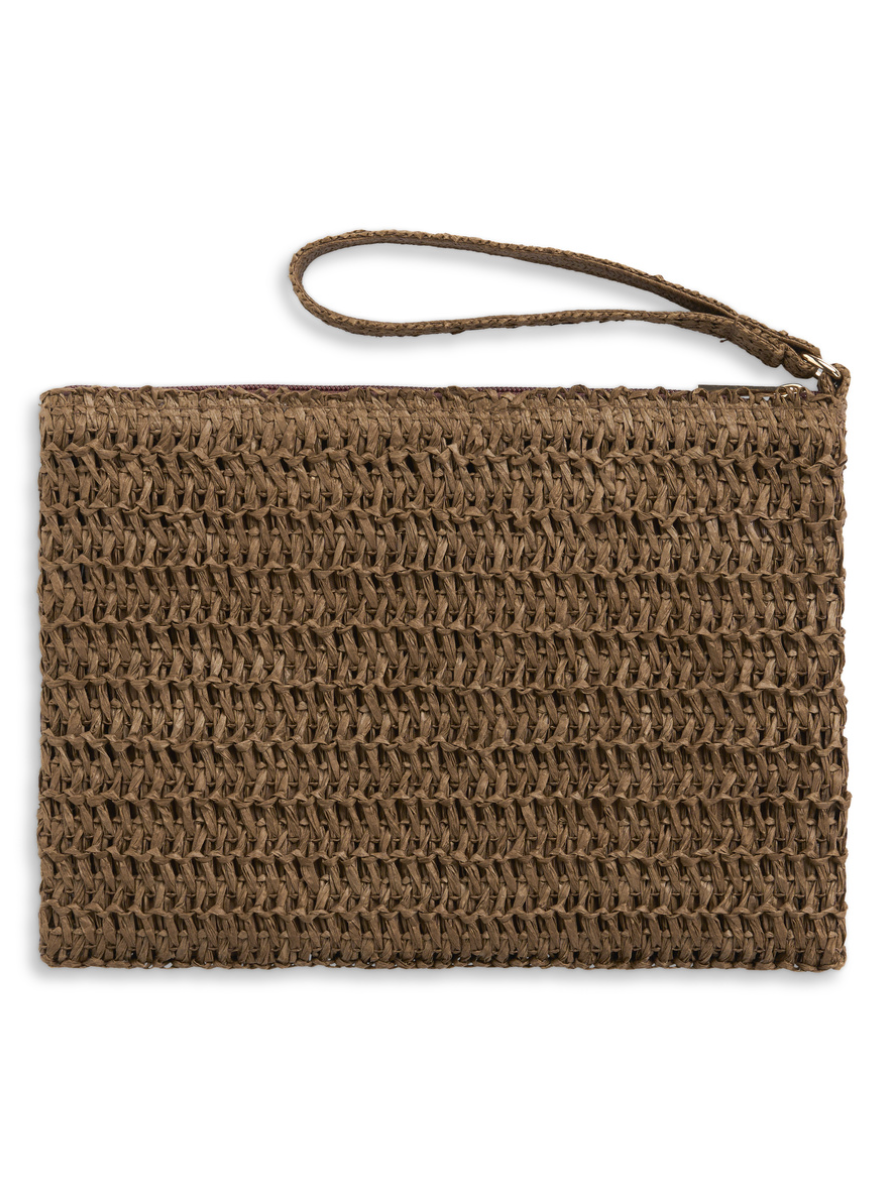 Mim Staw Clutch Brown
