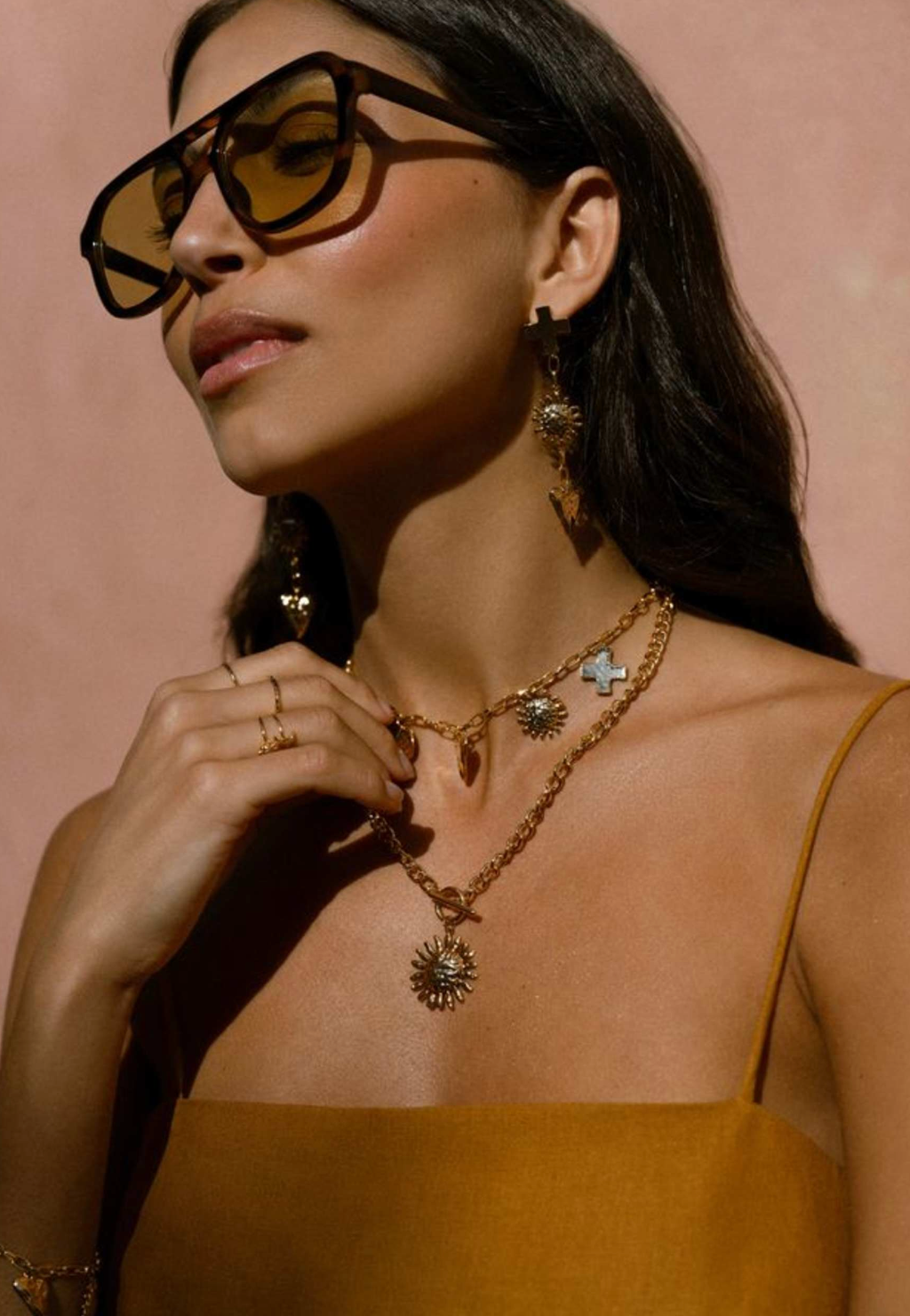 Statement Molten Charm Necklace Gold