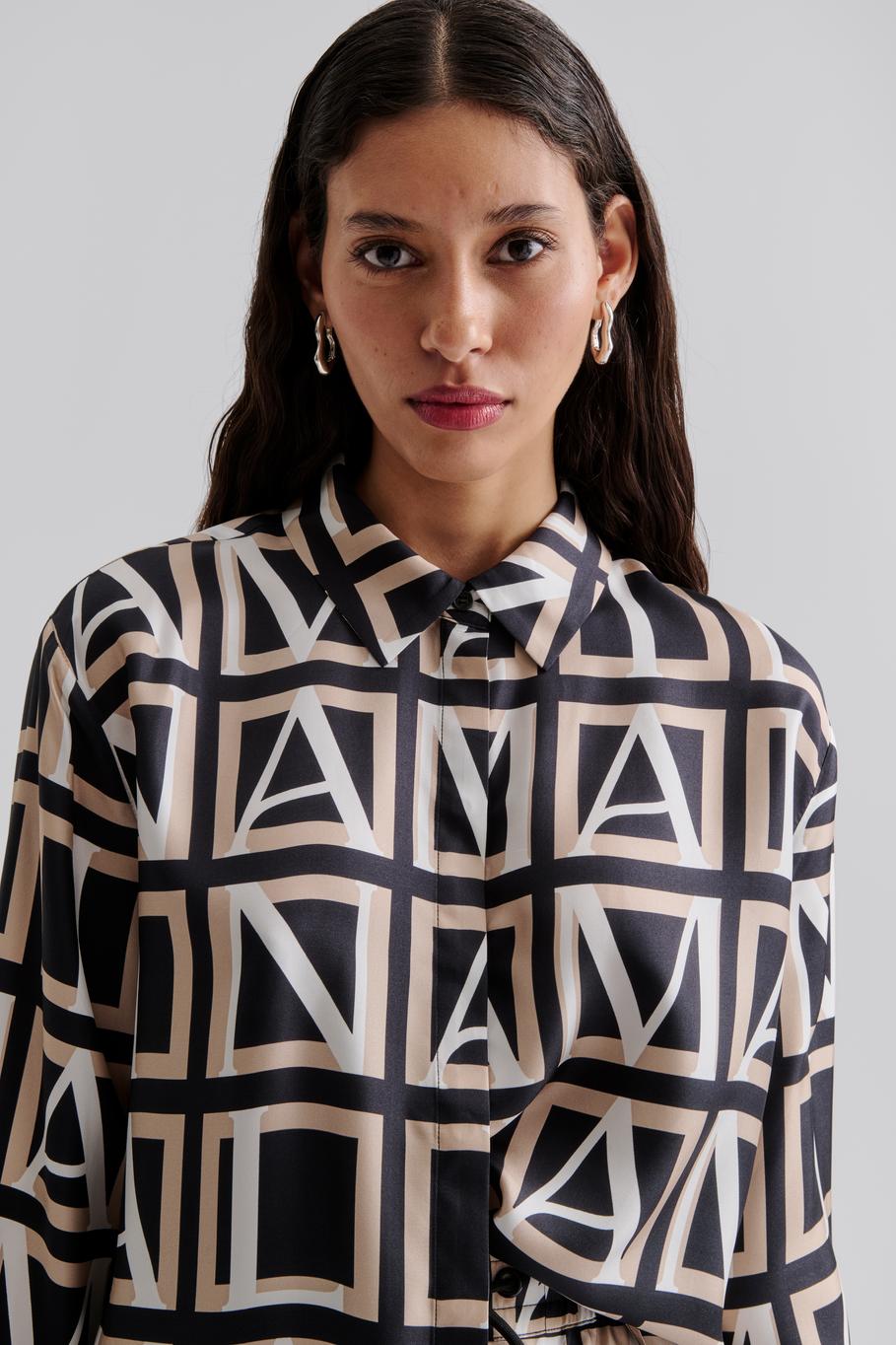 Felicity Pocket Detail Silk Shirt Monogram