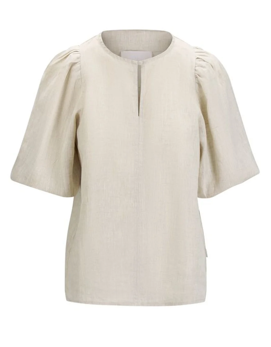 Anna Linen Top Beige