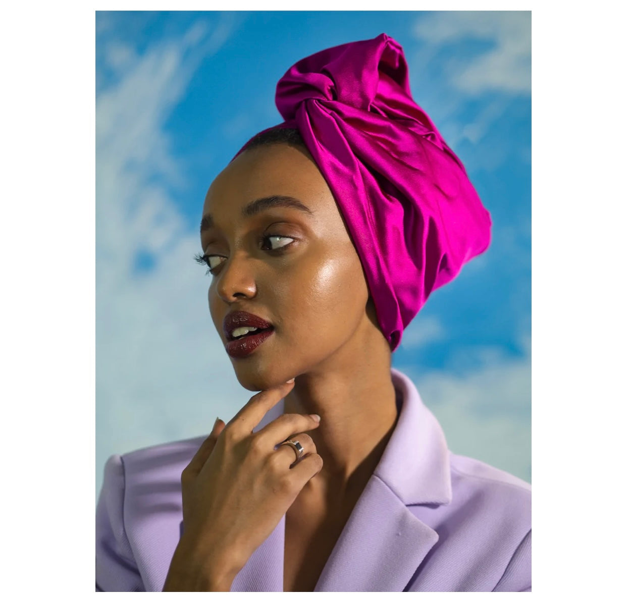 Turban Satin Duchesse Fushia