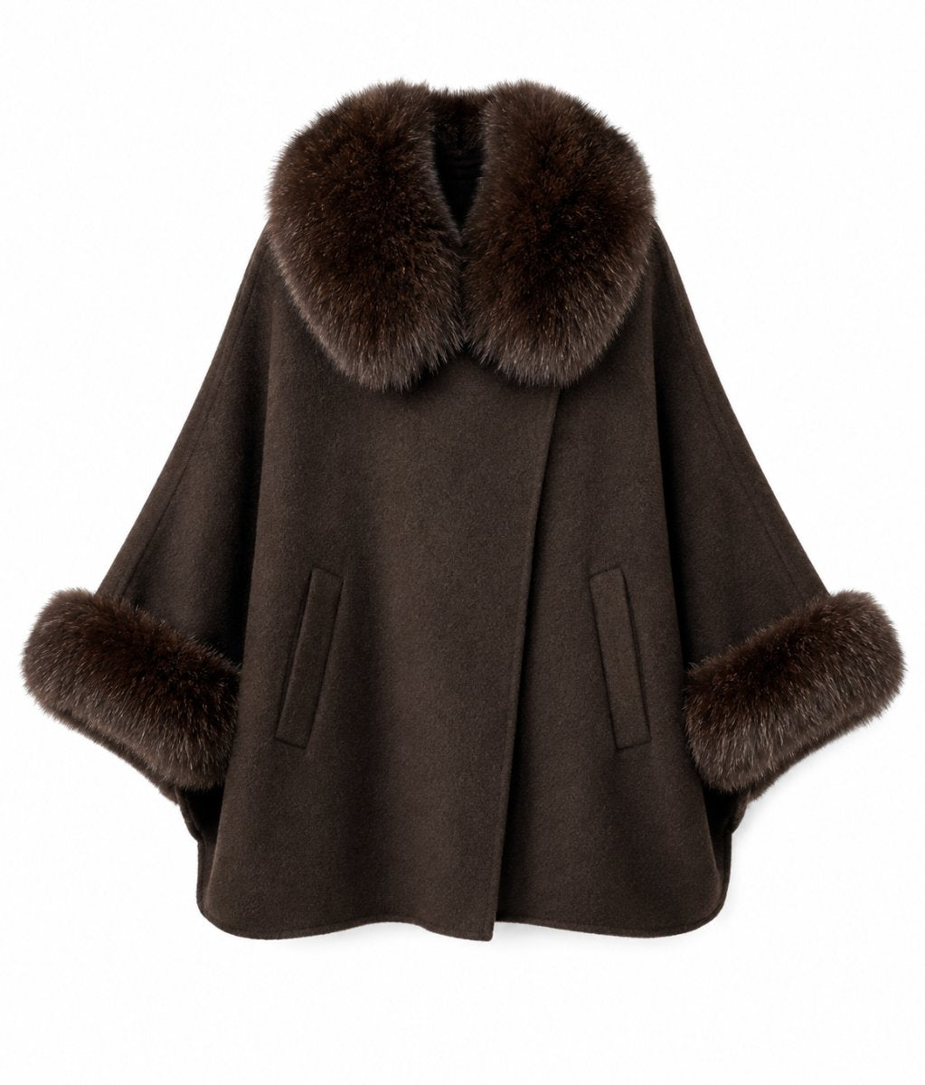 Wool Cape Dark Brown