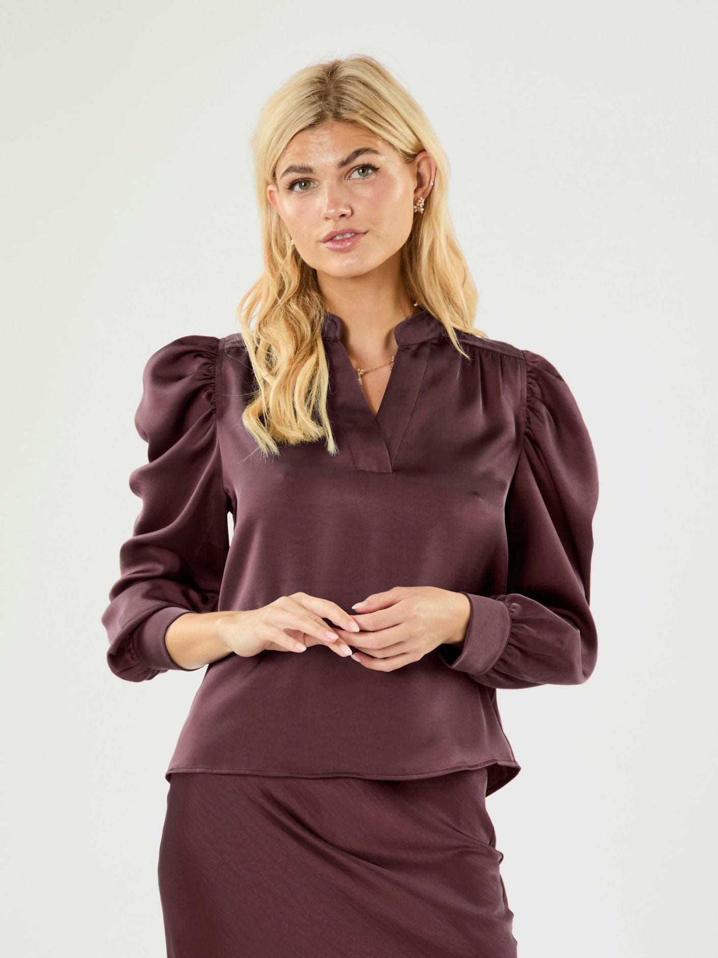 Rosslyn Heavy Sateen Blouse Burgundy