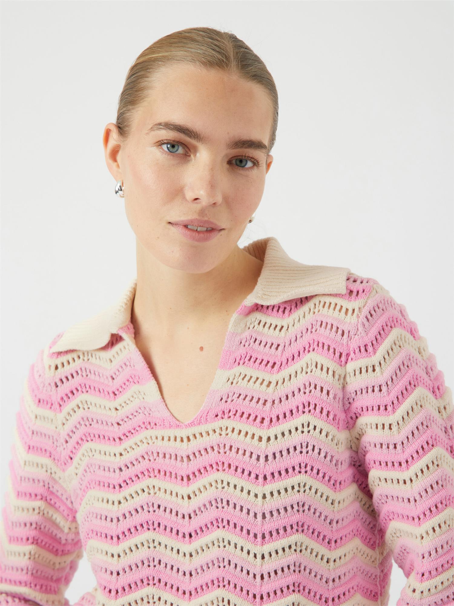 YASCALMI Knit Pullover Begonia Pink Stripe