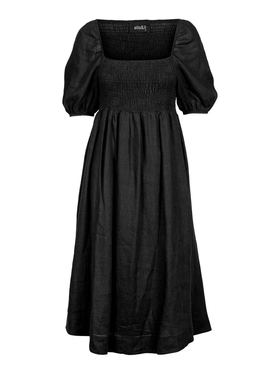 Edda Linen Dress Black