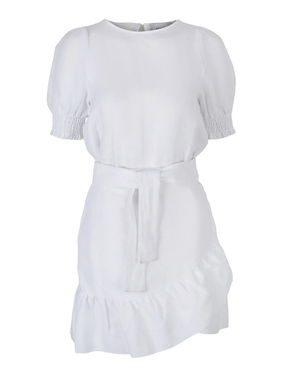 Serena Linen Dress White