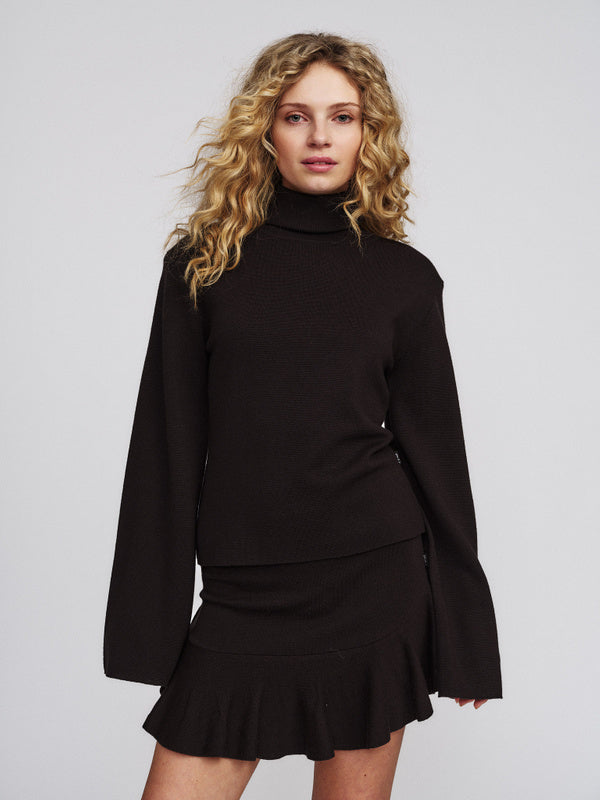 Karen Merino Skirt Dark Brown