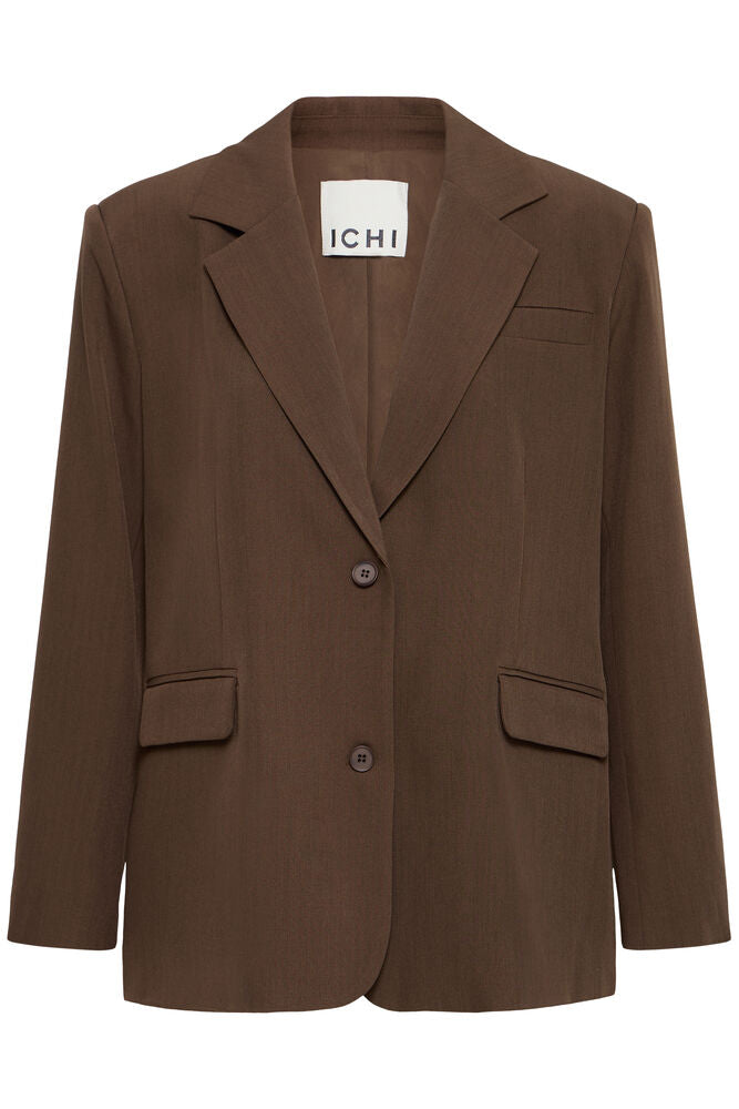 Fava Oversized Blazer Slate Black Melange Brown