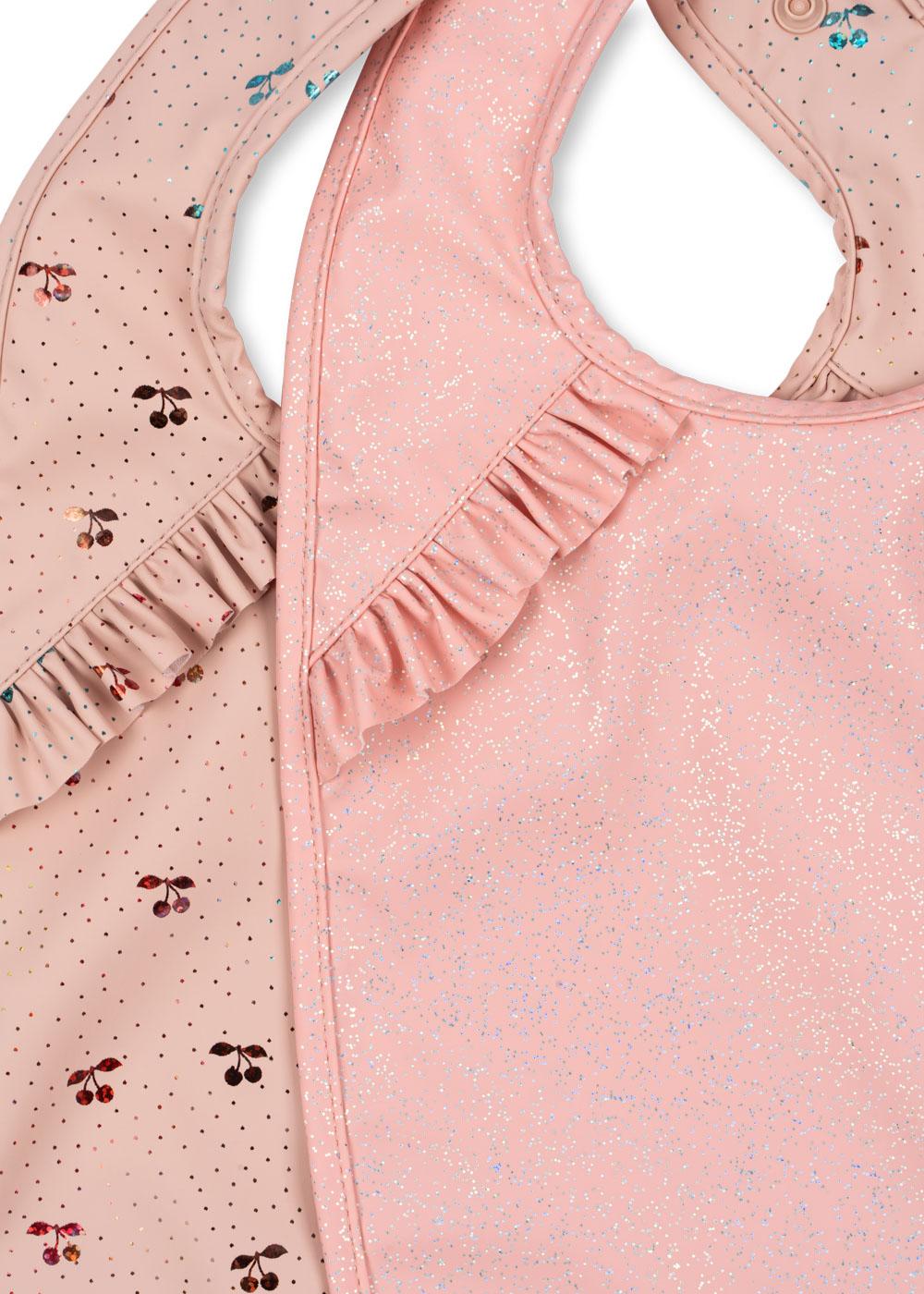 2 Pack Dinner Bib With Frill Cherry Sparkel