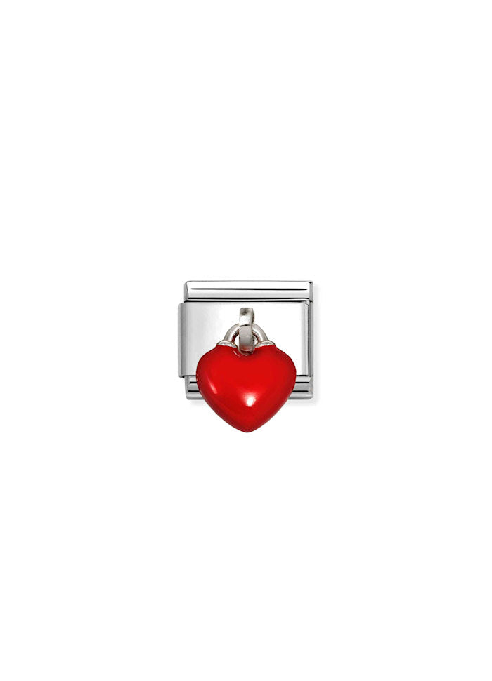 Silver Red Charm Heart