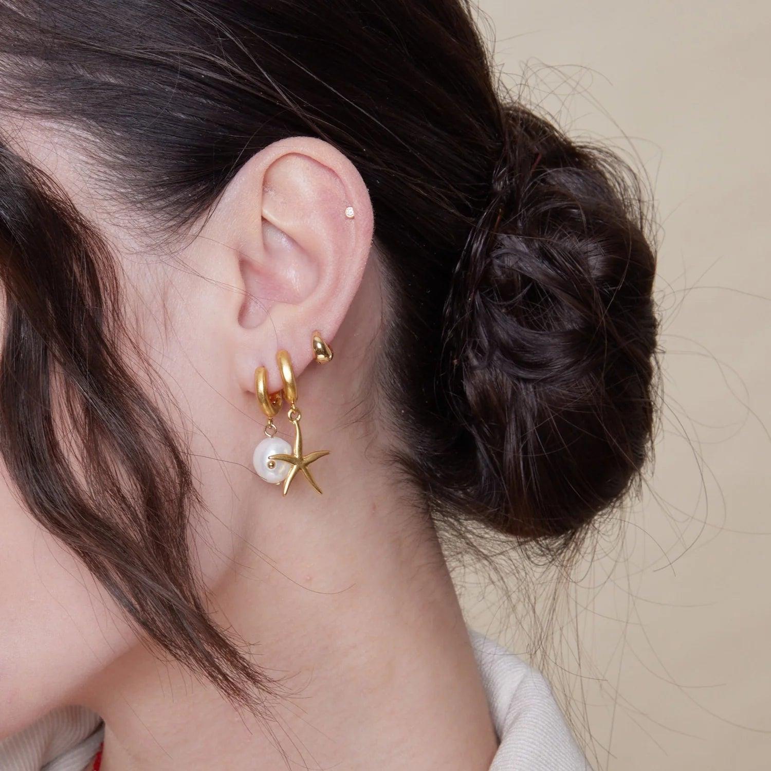 Tiny Tapered Hoop Earrings Gold