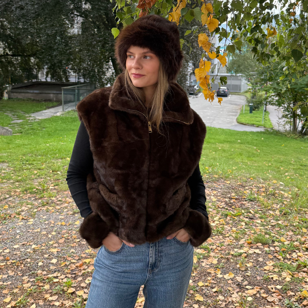 St. Moritz Vest Minkbrun