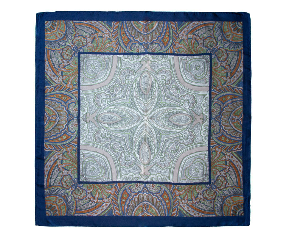 Skjerf Paisley Blå 70x70