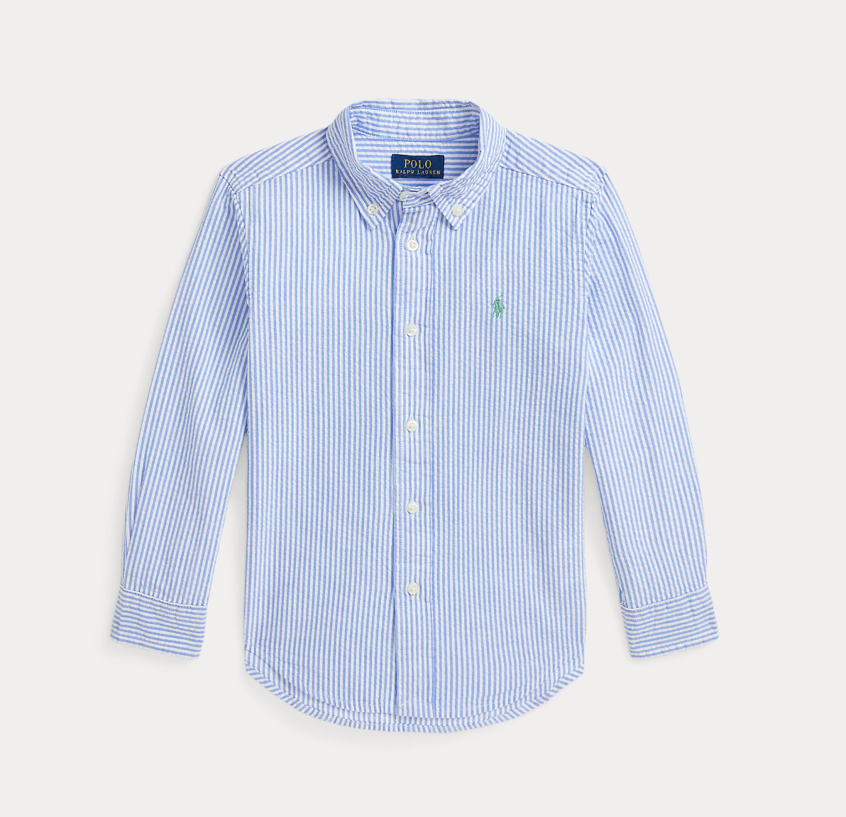 Striped Cotton Seersucker Shirt Blue White