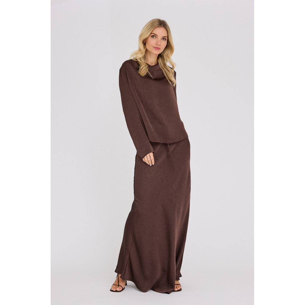 Sinda Drape Blouse Dark Brown